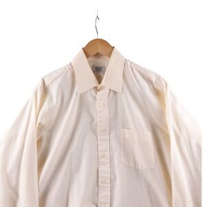 Vintage‎ 80s Arrow Trump Mens Cream Long Sleeve Dress Shirt 16.5 34/35